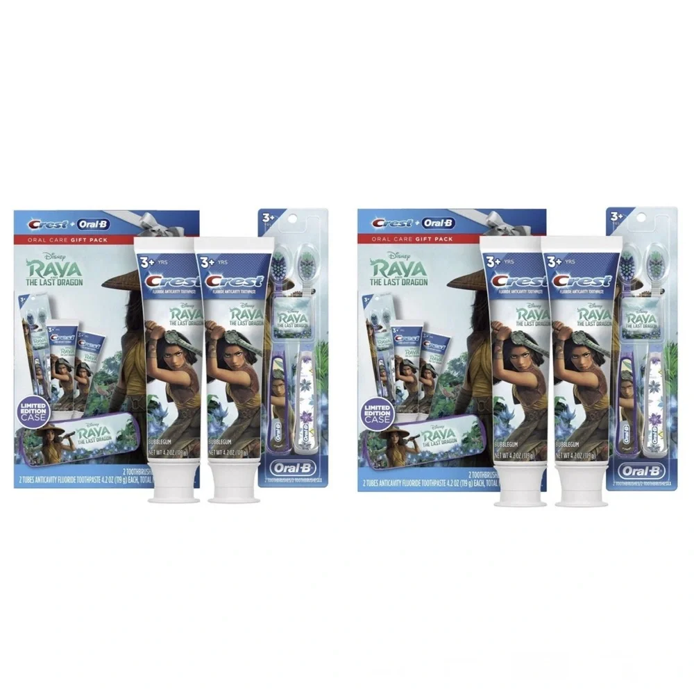 Lot of 2 Crest Oral-B Disney's Raya And The Last Dragon Holiday 4Pc Set Gift Set